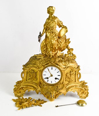 Lot 412 - A 19th century French gilt metal mantle clock,...