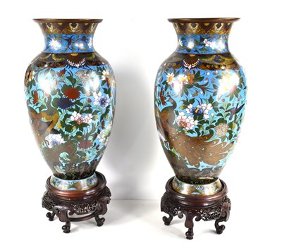 Lot 7 - A pair of Meiji period Japanese cloisonne...