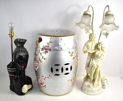 Lot 419 - Two vintage table lamps, one in the form of a...