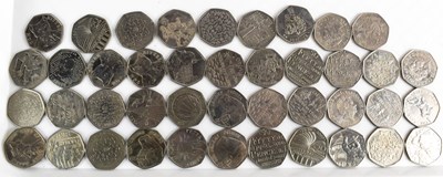 Lot 266 - A group of forty two 50 pence pieces, all...