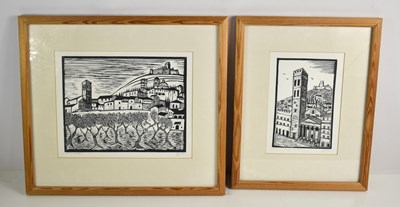 Lot 454 - Two framed and glazed etchings of Assisi,...