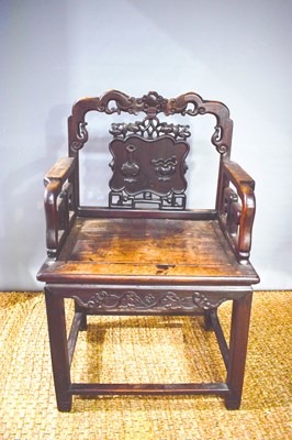 Lot 116 - A 19th century Qing dynasty throne chair, the...