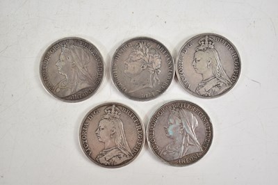 Lot 108 - A George IV silver crown dated 1821 together...