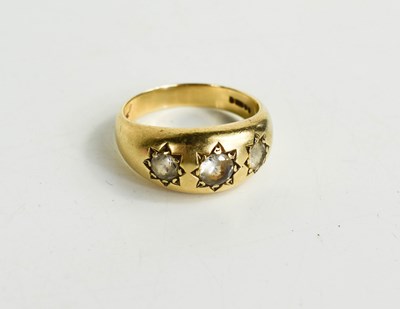 Lot 140 - A 14ct gold gentleman's ring, set with three...