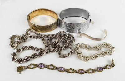 Lot 291 - A large silver ropetwist necklace and bangle,...