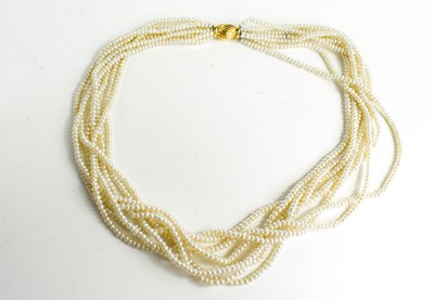 Lot 103 - A 9ct gold and multi strand seed pearl...