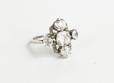 Lot 1 - An Art Deco diamond ring, the central...