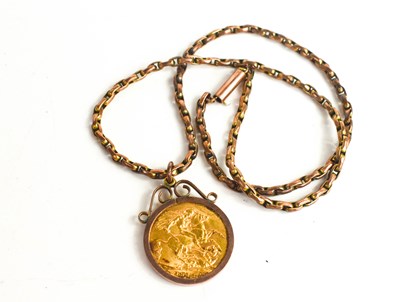 Lot 244 - A 1913 gold full sovereign necklace, the...