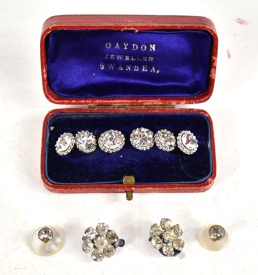 Lot 92 - A set of six Edwardian paste buttons in the...