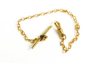 Lot 329 - A 9ct gold chain link bracelet with a T-bar...