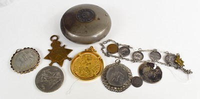 Lot 295 - A steel bracelet composed of five medal...