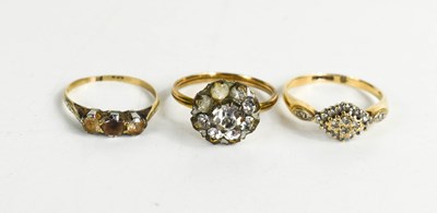 Lot 323 - A 9ct gold and paste ring, 1.36g, a rolled...