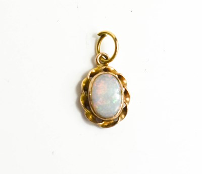 Lot 115 - A 9ct gold and opal pendant, 0.59g.