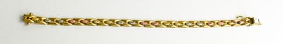 Lot 182 - A 9ct gold bracelet with matt yellow, white...