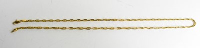 Lot 15 - A 14ct gold necklace, with double hoop form...