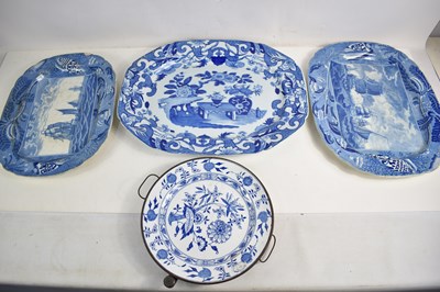 Lot 223 - Two 19th century blue and white meat platters,...