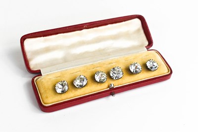 Lot 154 - A set of six white metal and paste buttons, in...