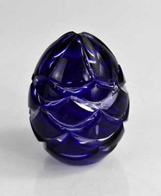 Lot 313 - A Faberge cut glass 'Crystal' egg, the blue...