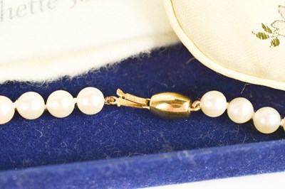 Lot 65 - A pearl and 9ct gold necklace, by Phoenix Far...