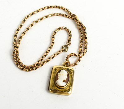 Lot 321 - A 9ct gold cameo locket pendant, together with...