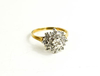 Lot 72 - A 9ct gold and diamond cluster ring of...