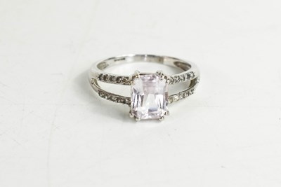 Lot 311 - A 9ct white gold and light pink kunzite and...