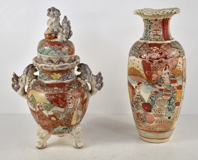 Lot 246 - A Japanese Satsuma censor, with Foo dog finial...