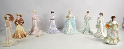 Lot 240 - A group eight of Coalport porcelain figurines,...