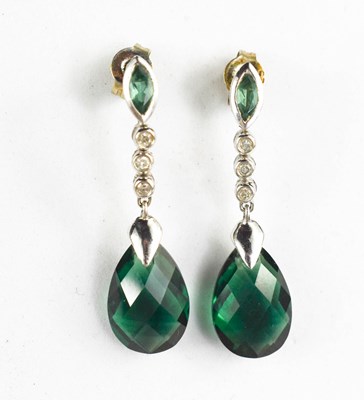 Lot 313 - A pair of 9ct white gold and tourmaline...