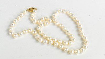 Lot 295 - A 14ct gold and cultured pearl necklace, the...