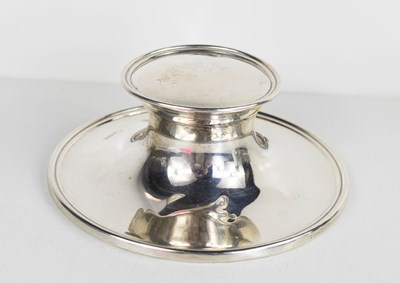 Lot 345 - A silver capstan inkwell with clear glass...