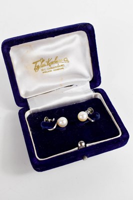 Lot 203 - A pair of vintage 14ct gold and cultured pearl...