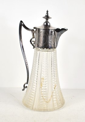 Lot 139 - A cut glass and silver plated claret jug, the...