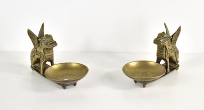 Lot 377 - A pair of Chinese brass incense burners in the...