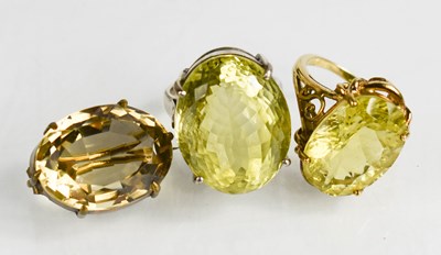 Lot 36 - A 9ct gold and citrine dress ring, the stone...