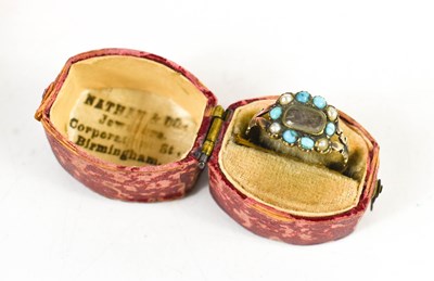 Lot 126 - A Georgian gold, seed pearl and turquoise...