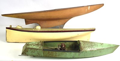 Lot 348 - A group of two vintage wooden pond yachts, one...