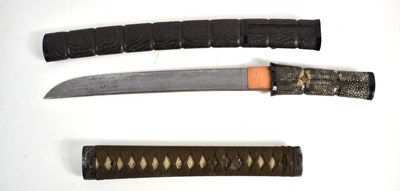 Lot 251 - A 20th Japanese short sword and a sword handle/