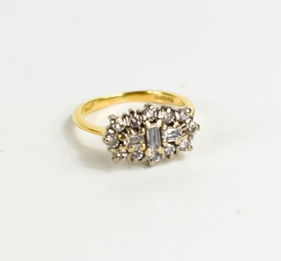 Lot 57 - An 18ct gold and diamond cluster ring,...