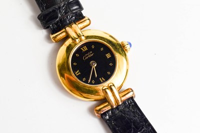 Lot 43 - A Must de Cartier 1980s silver gilt wristwatch...