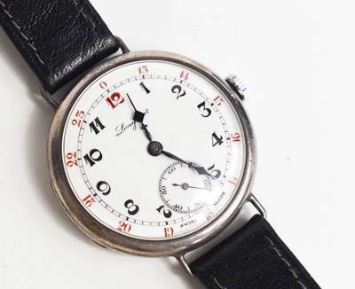 Lot 367 - A Longines silver 1920s wristwatch, the Arabic...