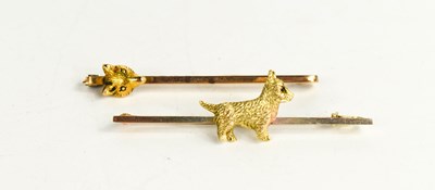 Lot 308 - Two 9ct gold tie pins, one modelled with a...