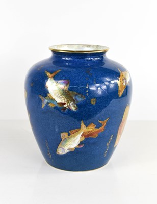 Lot 160 - Wedgwood lustre fish vase with powder blue...