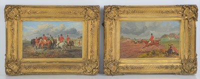 Lot 326 - A pair of hunting scenes, in gouache and...