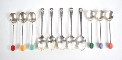 Lot 11 - A set of six silver coffee bean spoons...