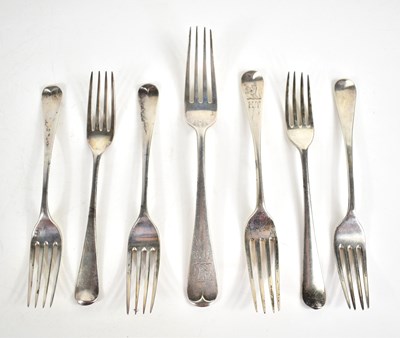 Lot 39 - A group of Georgian and later silver forks to...