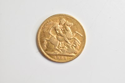 Lot 73 - An Edward VII full gold sovereign dated 1908.