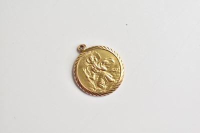 Lot 148 - A 9ct gold St Christopher pendant, 2.4g.