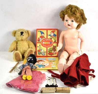 Lot 343 - A vintage Pedigree doll together with a teddy...