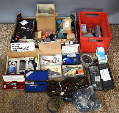 Lot 498 - A collection of tools and airbrush equipment...